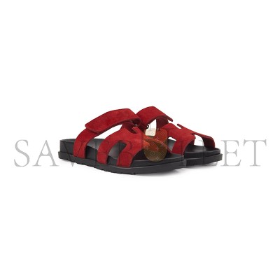 HERMÈS CHYPRE SANDALS ROSE FRAMBOISE SUEDE 